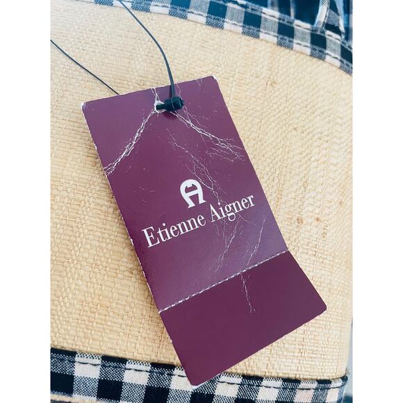 Bundle 2 natural straw/canvas Etienne Aigner summer shoulder bag handbags tote - Picture 7 of 8